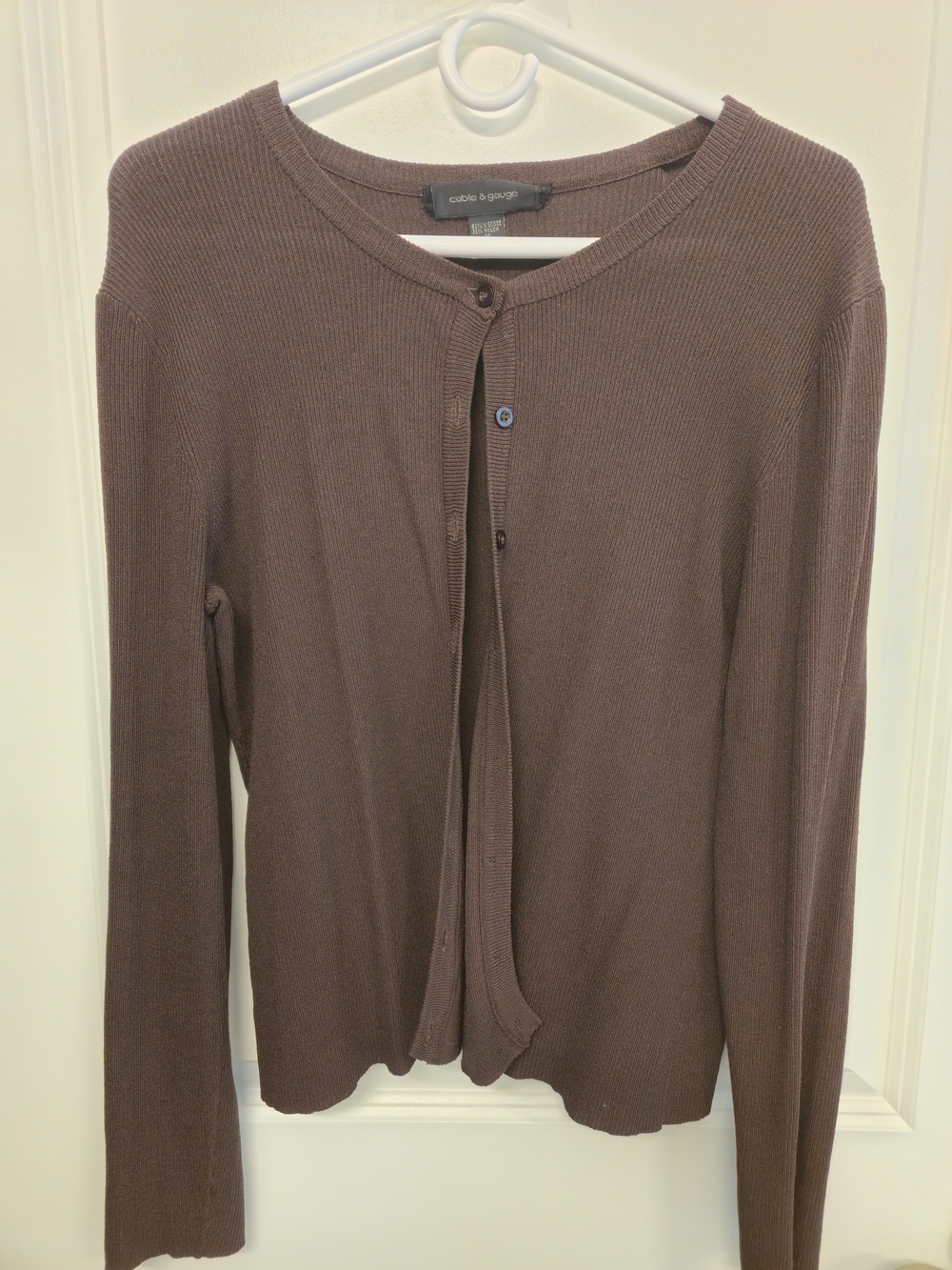 Cable & Gauge Brown Ribbed Button-Front Sweater